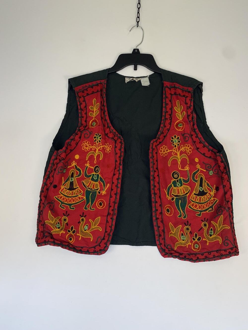 Jasmine By K.V.M. Vest Womens Large Multicolor Embroidered Elephant Boho Lined